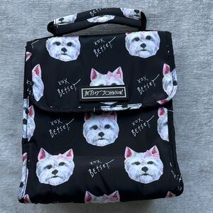 Betsey Johnson Black and White Dog Print Insulated Lunch Bag